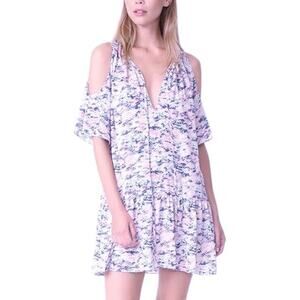 Amanda Uprichard Printed Ora Dress Purple Pink Cold Shoulder Jersey RTR Sz Small